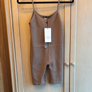 Zara Tan Ribbed Romper - Limitless Contour Collection